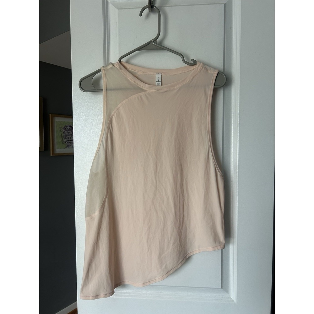 Lululemon Athletica Women's Butter Blush Mesh Details Asymmetrical Hem Tank Sz 4